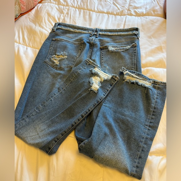Good American Soft-tech Good Curve Straight Jeans Distressed Denim Size 15 - Picture 5 of 5